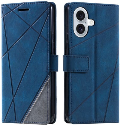 YPCd Wallet Case Pasjeshouder – Geschikt voor Apple iPhone 16 – Luxe Bookcase Hoesje met Magnetische Sluiting & Kaartvakken – Blauw