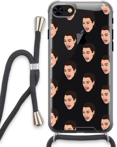 Case Company® - Hoesje met koord geschikt voor iPhone 7 hoesje met Koord - Ugly Cry Call - Telefoonhoesje met Zwart Koord - Bescherming aan alle Kanten en Over de Schermrand
