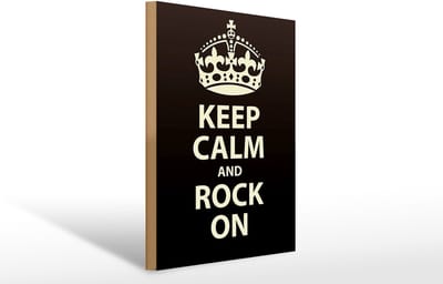 Holzschild Spruch 30x40cm Keep Calm and rock on Geschenk