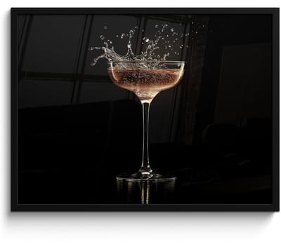 Fotolijst inclusief poster - Posterlijst 70x50 cm - Posters - Cocktail - Zwart - Spetters - Glas - Foto in lijst - Keuken decoratie muur - Wanddecoratie accessoires - Muurdecoratie - Schilderijen