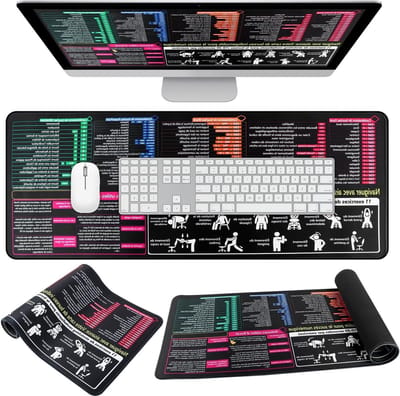 Grote Desk Pad en Muismat 80 x 30 cm voor Computer, Laptop en Toetsenbord met Excel en Word Ontwerp