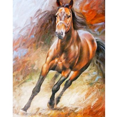 Cross Stitch Kit DIY Diamond Borduren Een rennend paard Diamond Painting Mozaïek Home Decor 20X30CM beige