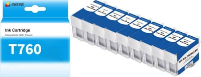 INKFIND T760 inktcartridge 9 Pack (PBK, C, VM, Y, LC, VLM, LBK, MBK, LLBK) compatibel met Epson T7601 T7602 T7603 T7604 T7605 T7606 T7607 T7608 T7609 Geschikt voor Epson SureColor SC-P600 SC P600 SC P600 -9-pack