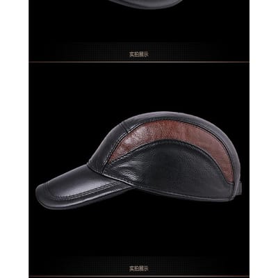 Casquette de Baseball pour Homme Chapeau en Cuir Homme Femme Mode 100% Cuir Véritable Casquette Adulte Décontractée Extérieur Casquette de Baseball Réglable B-7187 M black