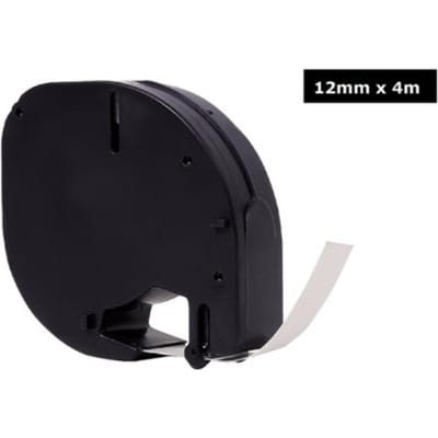 Labeltape Quantore 91200 12 0mm x 4 m papier zwart op wit