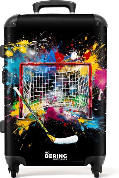 NoBoringSuitcases.com® - Koffer groot - Rolkoffer lichtgewicht - Hockey met verf - Reiskoffer met 4 wielen - Grote trolley XL - 20 kg bagage
