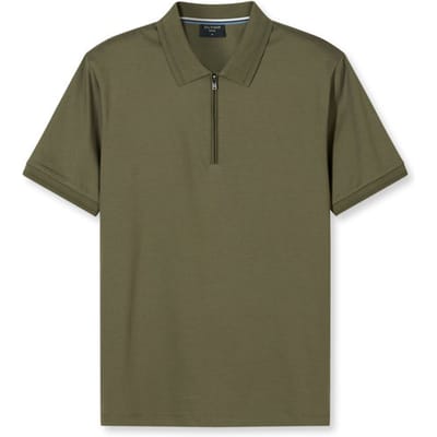 OLYMP polo casual jersey zip olijfgroen