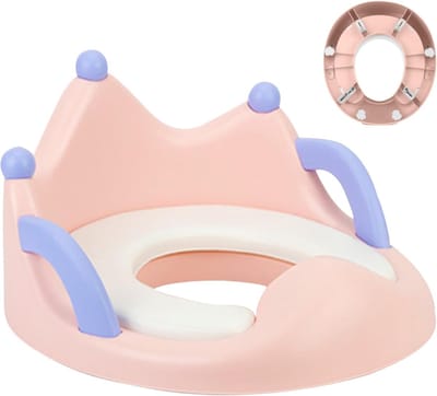 Kinder Toiletbril - Potty Trainer - Zindelijkheidstraining - Antislip en Rugleuning - 19 x 34 x 37 cm - Roze