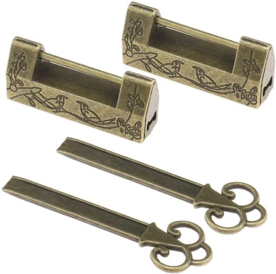 Dailygoods- Hangslot 2 Stuks - Vintage Hangslot - Antiek Hangslot - Decoratief Hangslot - Hangslot voor Sieraden - Zinklegering Materiaal - Decoratief Slot