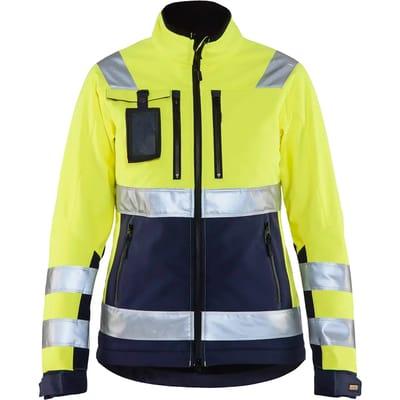 Blåkläder 4902-2517 Dames Softshell jack High Vis Geel/Marineblauw maat L
