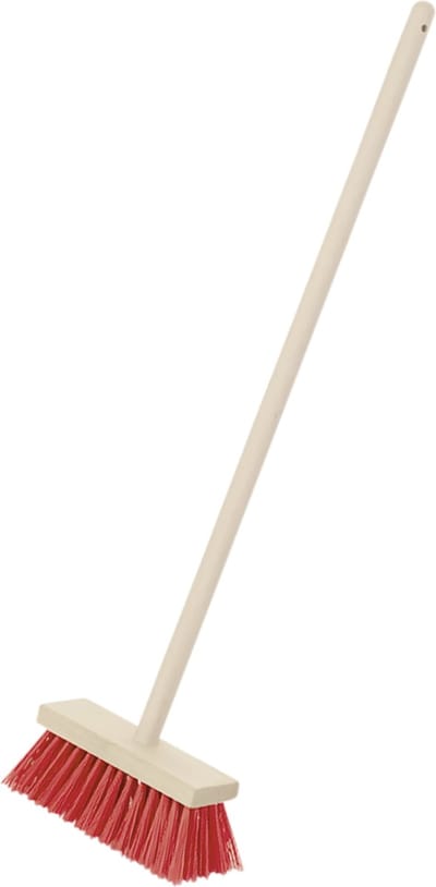 Klein Toys houten bezem - 18x4,5x60 cm - houten steel met kunststof borstelharen - rood