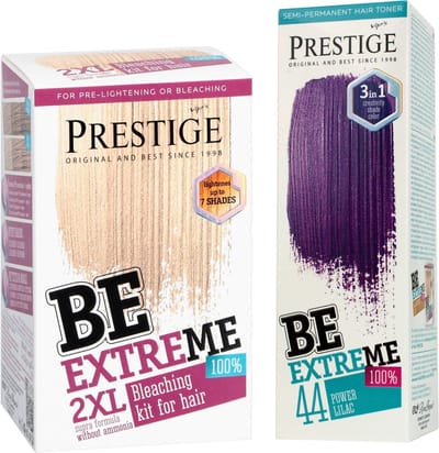 Prestige Semi-Permanente Paarse Haarverf Set – Bleach Kit Blondeerpoeder + Power Lilac Haarverf Paars – Voordeelverpakking 2 x 100ml