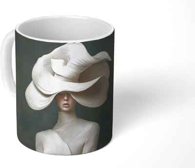 Mok - Koffiemok - Modern - Vrouw - Hoed - Mokken - 350 ML - Beker - Koffiemokken - Theemok