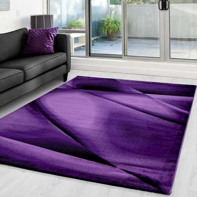 Modern design vloerkleed met abstract golfpatroon, paars 80x150 cm