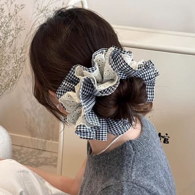 Haarelastiek - Haaraccessoire - Scrunchie voor dames - Ins haarbloem - Extra groot haarelastiek voor knot - Hoogwaardig haaraccessoire - 20 cm-vorm-17
