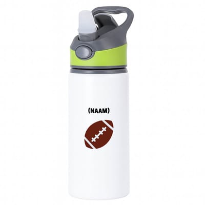 Hacebo® - American football met eigen naam waterfles met rietje groen - Sport - Sporter - American footbaal - water fles - 650ML
