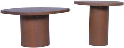 StarFurn Salontafel Mirre - Walnoot Hout - Set van 2 - 70x70x38cm