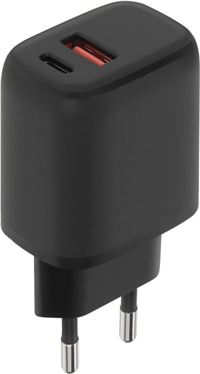 Mobiparts Wall Charger Dual USB-C/USB-A 20W - Zwart (Bulk)