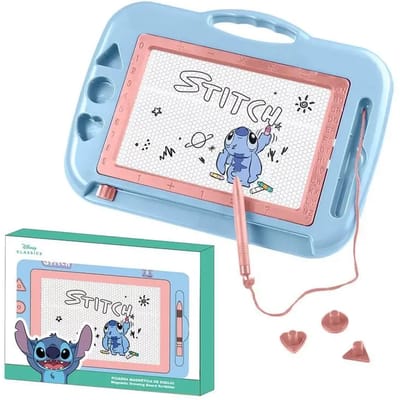 Disney Stitch Magnetisch Tekenbord – Inclusief Pen en Vormpjes – Blauw/Roze – Officieel Gelicenseerd