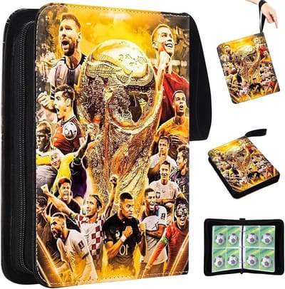 Voetbal Trading Card Album voor 400 Kaarten met Ritssluiting en Lus