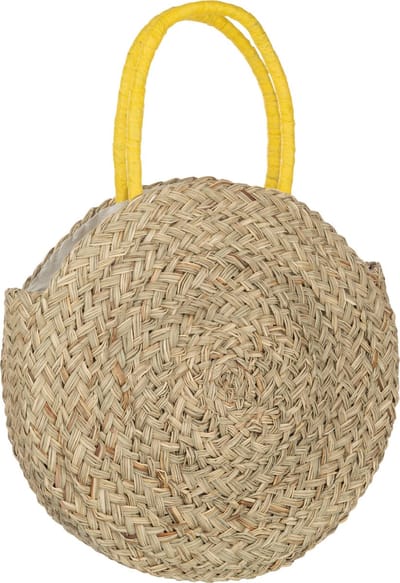 J-Line strandtas Rond Bloem - zeegras - naturel/geel