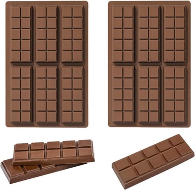 2 stuks siliconen chocoladevormen diep met 60 roosters antiaanbaklaag voor het maken van chocoladereepjes, praline snoep, 26 x 17 cm / 10,23 x 6,69 inch