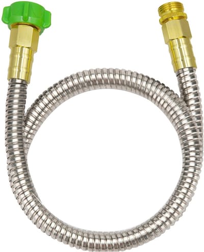 Korte tuinslang RVS - 30 cm - messing koppelingen - flexibel - Geschikt voor kranen met G3/4 aansluiting