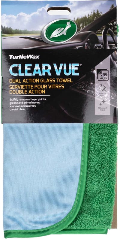 Turtle Wax Clear Vue Glasdoek - Verwijderen van vuil, vlekken & vingerafdrukken - Polijst voor een streeploze glans - 35x40cm
