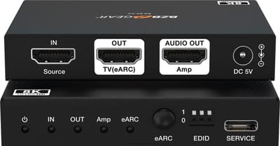 NÖRDIC 8K HDMI 2.1 - eARC Audio Extractor - HDMI eARC splitter - Geschikt voor TV, Versterkers, AV-ontvangers en Gameconsoles