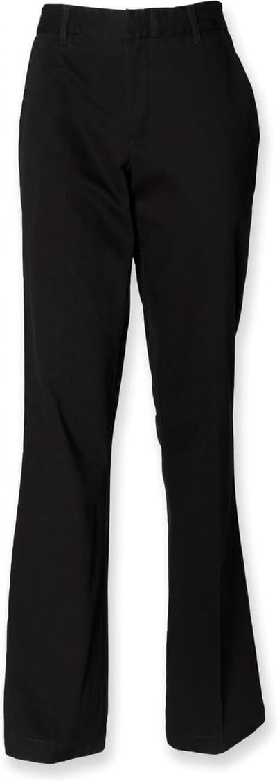 Henbury Ladies 65/35 Flat Fronted Chino Trousers H641 - Black - 38 EU (10 UK)