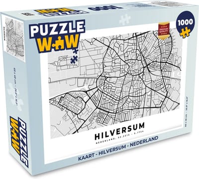 Puzzel Kaart - Hilversum - Nederland - Legpuzzel - Puzzel 1000 stukjes volwassenen