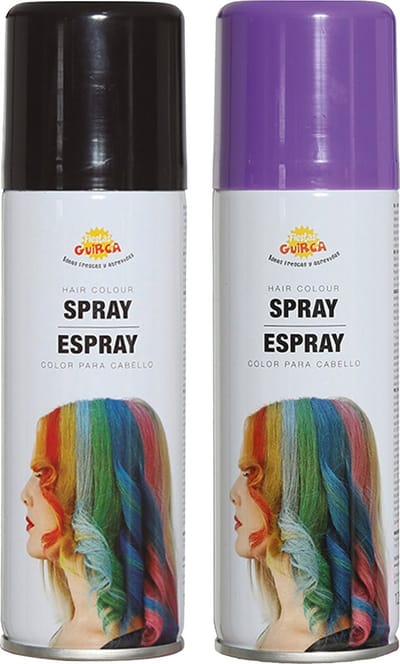 Fiesta Guirca Carnaval verkleed haar verf/spray - zwart en paars - spuitbus - 125 ml