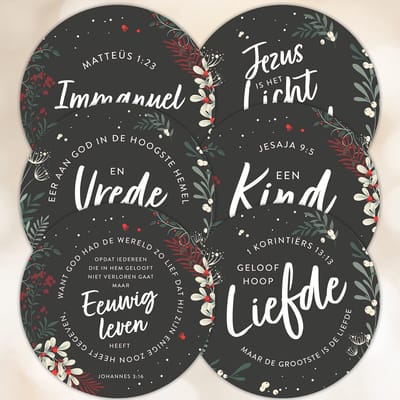 Voordeelpakje 12 kerstkaarten - rond - serie 5 - Majestically