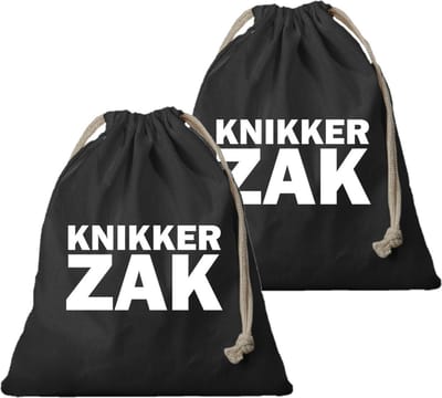 Canvas knikkerzak - 2x - zwart - met sluitkoord - voor jongens en meisjes - Opbergzakje knikkers - Grote knikkerzaken