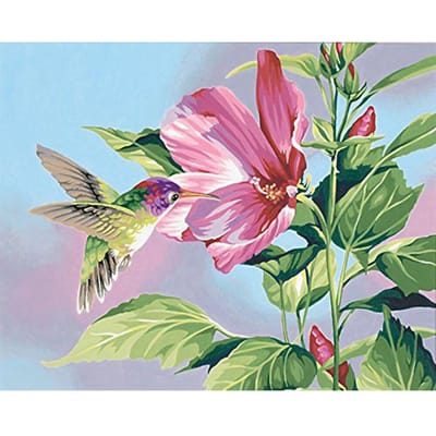 Ronde Diamond schilderij vogel roze bloemen borduurwerk kruissteek Strass mozaïek Home Decor 20X30CM pink