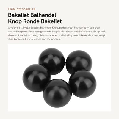 Dailygoods- Pookknop Ronde Bakeliet - Versnellingspook Hoes - Handgemaakt - Koperen Moer - Universeel - 5 Stuks