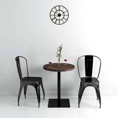 vidaXL - Bistrotafel - rond - 60x75 - cm - MDF - en - staal - donker - essenkleur