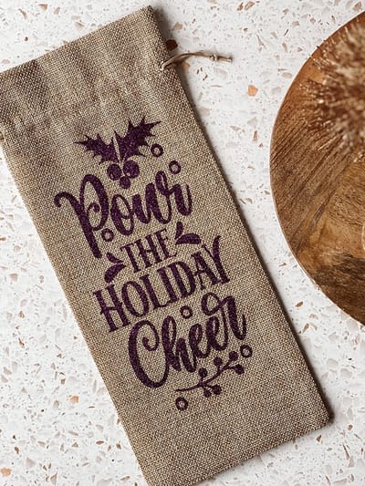 Wijntas - Pour the Holiday Cheer - Wijn geschenk verpakking - Kerstmis