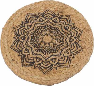 4x Natuurlijke Placemat - Jute 30cm - Mandala Print