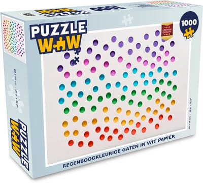 Puzzel Regenboogkleurige gaten in wit papier - Legpuzzel - Puzzel 1000 stukjes volwassenen