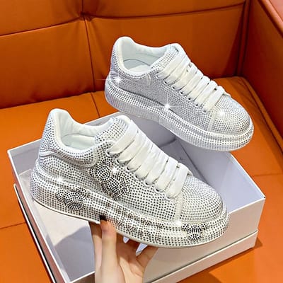 Dames Sneakers met Glitters Schoenen Vrouw Schoen Platform Vrouwenschoenen Sportschoenen Strass Hakken Casual Schoen 35