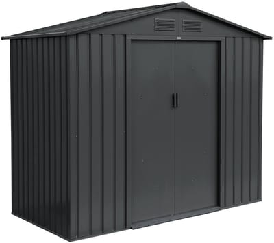 sweeek - Metalen tuinhuis 2,71 m² - schuur met dubbele schuifdeuren, kit voor vloerbevestiging inbegrepen, l 213 x b 131 x h 185cm - houtland