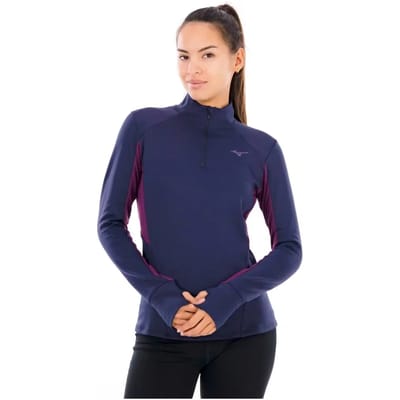 Mizuno Active Warmalite Sweatshirt Met Halve Rits Blauw M Vrouw