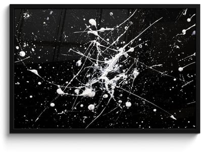 Poster in lijst - Fotolijst 90x60 cm - Posters - Verfspatten - Wit - Abstract - Explosie - Posterlijst zwart - Decoratie - Wanddecoratie woonkamer - Muurdecoratie slaapkamer