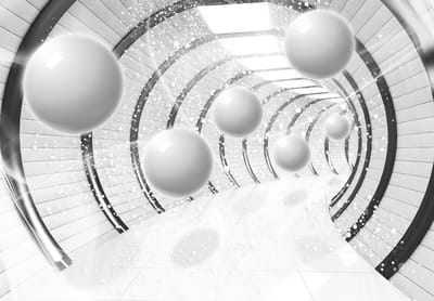 Fotobehang Futuristische Gang XXL – 3D Effect – posterbehang – 368 x 254 cm – Zwart Wit