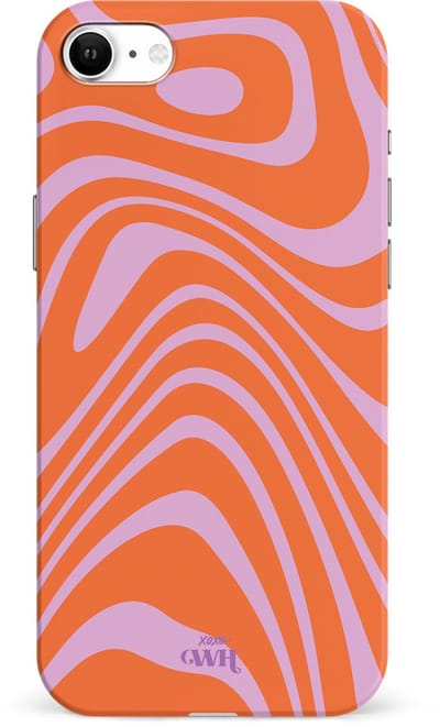 xoxo Wildhearts Boogie Wonderland Orange - Single Layer - Hard case geschikt voor iPhone SE 2022/2020 hoesje - Golven print hoesje oranje - Beschermhoes shockproof case geschikt voor iPhone 7/8 / SE 2022/2020 hoesje - Hoesje met golven print oranje