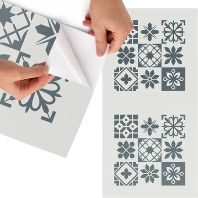 Tulup Meubelfolie - Geometrische tegels Plakfolie Meubels - 75x150 cm - Grijs Meubelfolie - Meubel Wrap Folie - Geometrische Meubelfolie - Plakfolie Meubels - Keuken decoratie - Geometrie