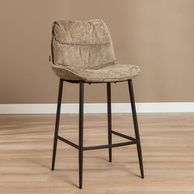 Bronx71® Velvet barkruk Trevi taupe 68 cm - barstoel