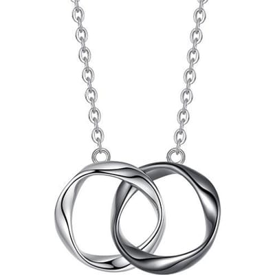 Koppelketting Dames Veelzijdig Niche Design Senior S925 Sterling Zilver Dubbele Ring Sluiting Set Ketting gray