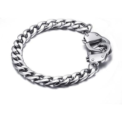 Stalen handboeien armband heren roestvrij staal geschenken heren accessoires bedel gouden ketting armbanden statement hip hop 18cm gray